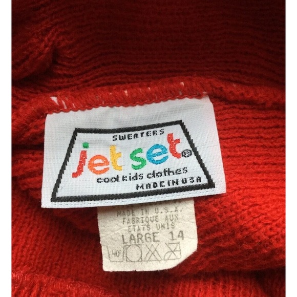 Vintage Jet Set Cool Kids clothes, red Knit Sweater skirt, Large 14, made in USA - Picture 4 of 7